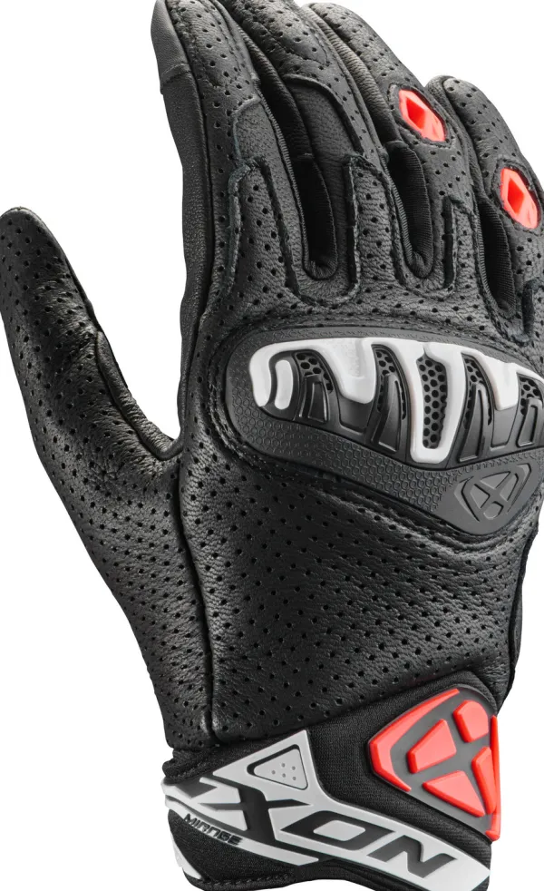 Ixon Mirage Leather Gloves Black/White/Red> Motorhandschoenen