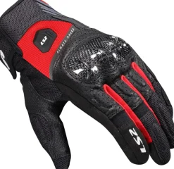 LS2 Atom Man Gloves Black Red> Motorhandschoenen