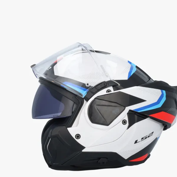 LS2 FF910 Advant II Triple White Blue Red> Systeemhelmen|Helmen Met Zonnevizier