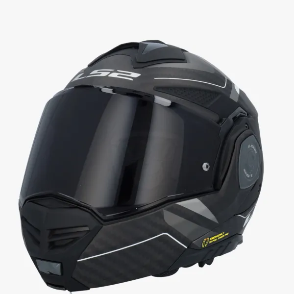 LS2 FF901 Advant X Carbon Horizon Silver Grey> Systeemhelmen|Helmen Met Zonnevizier