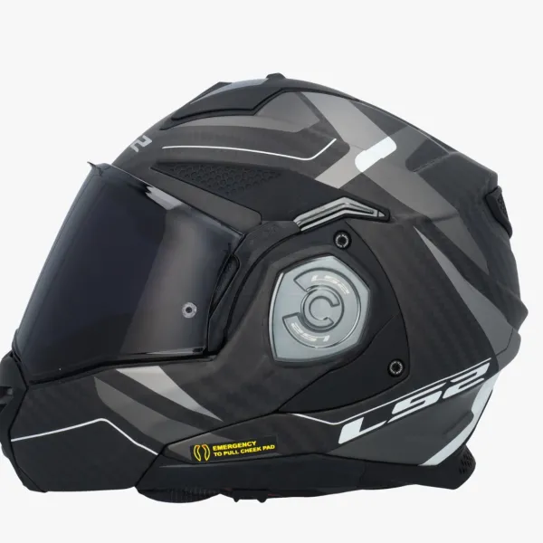 LS2 FF901 Advant X Carbon Horizon Silver Grey> Systeemhelmen|Helmen Met Zonnevizier