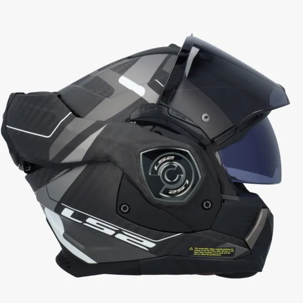 LS2 FF901 Advant X Carbon Horizon Silver Grey> Systeemhelmen|Helmen Met Zonnevizier