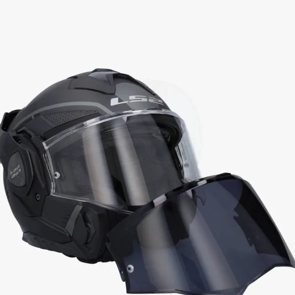 LS2 FF901 Advant X Metryk Matt Titanium 06> Systeemhelmen|Helmen Met Zonnevizier