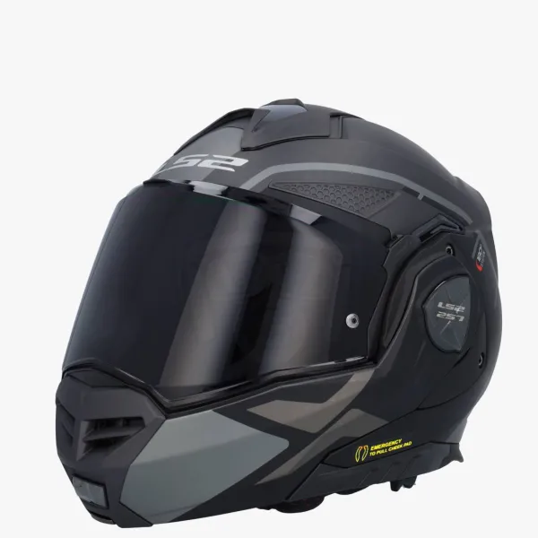 LS2 FF901 Advant X Metryk Matt Titanium 06> Systeemhelmen|Helmen Met Zonnevizier