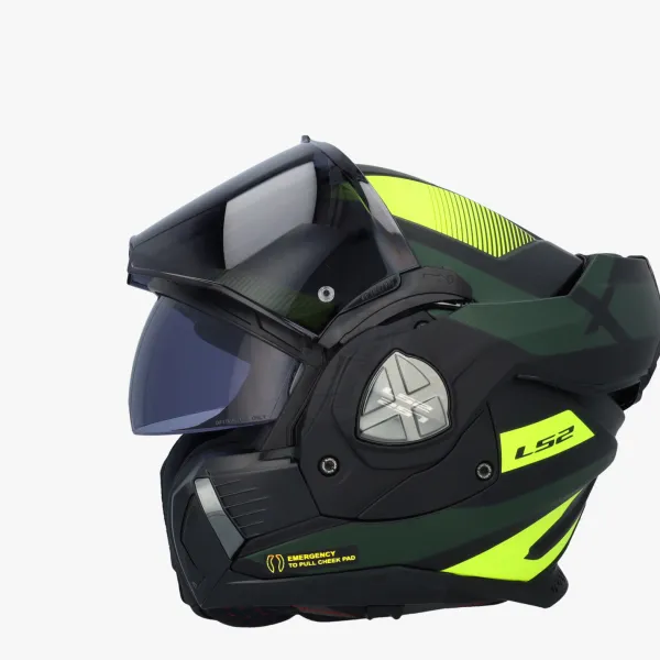 LS2 FF901 Advant X Nova Black H-V Yellow-06> Systeemhelmen|Helmen Met Zonnevizier