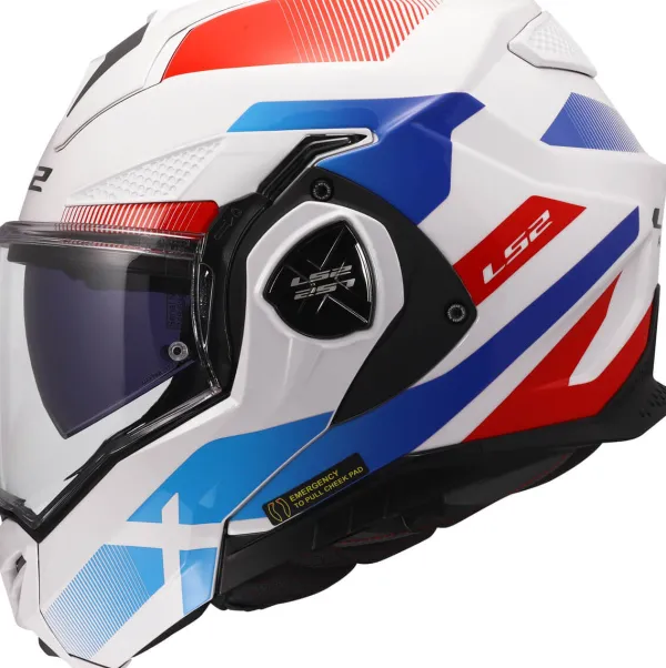 LS2 FF901 Advant X Nova White Blue Red-06> Systeemhelmen|Helmen Met Zonnevizier