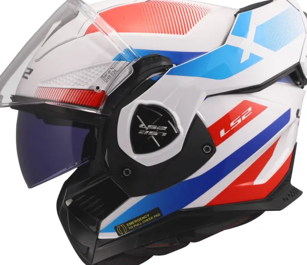LS2 FF901 Advant X Nova White Blue Red-06> Systeemhelmen|Helmen Met Zonnevizier