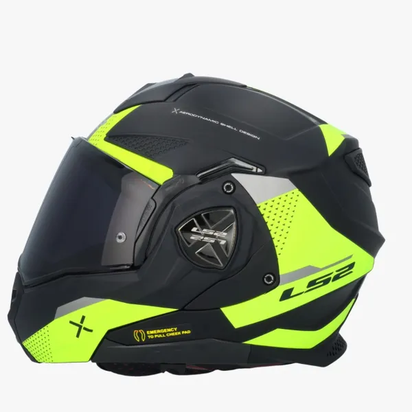LS2 FF901 Advant X Oblivion Matt Black Fluo 06> Systeemhelmen|Helmen Met Zonnevizier
