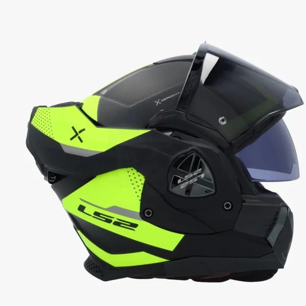 LS2 FF901 Advant X Oblivion Matt Black Fluo 06> Systeemhelmen|Helmen Met Zonnevizier