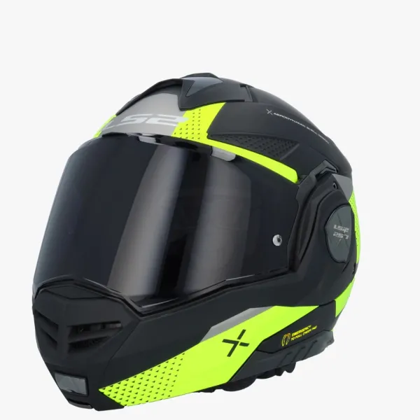 LS2 FF901 Advant X Oblivion Matt Black Fluo 06> Systeemhelmen|Helmen Met Zonnevizier