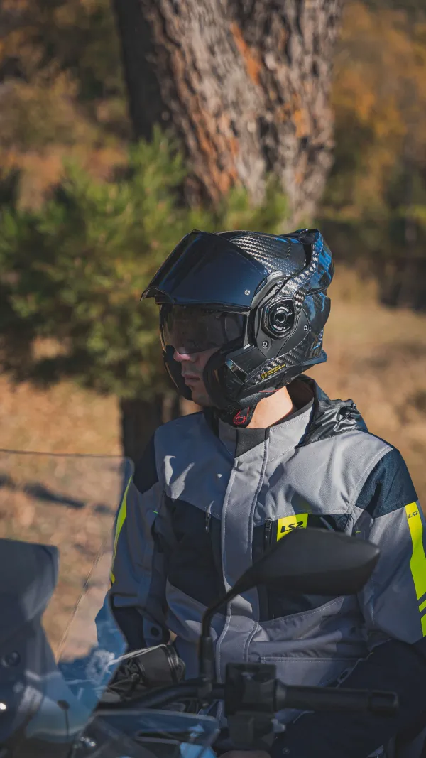 LS2 FF901 Advant X Solid Carbon 06> Systeemhelmen|Helmen Met Zonnevizier