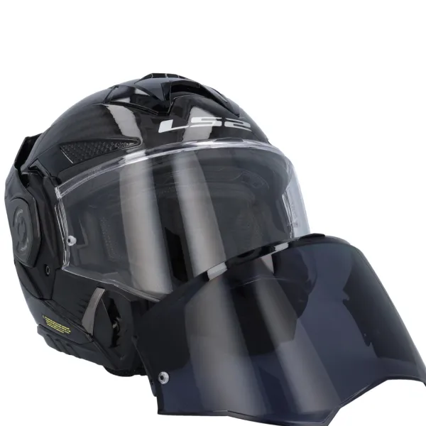 LS2 FF901 Advant X Solid Carbon 06> Systeemhelmen|Helmen Met Zonnevizier
