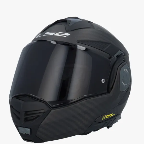 LS2 FF901 Advant X Solid Matt Carbon> Systeemhelmen|Helmen Met Zonnevizier