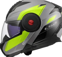LS2 FF902 Scope II Duria Grey H-Vis Yellow> Systeemhelmen|Helmen Met Zonnevizier