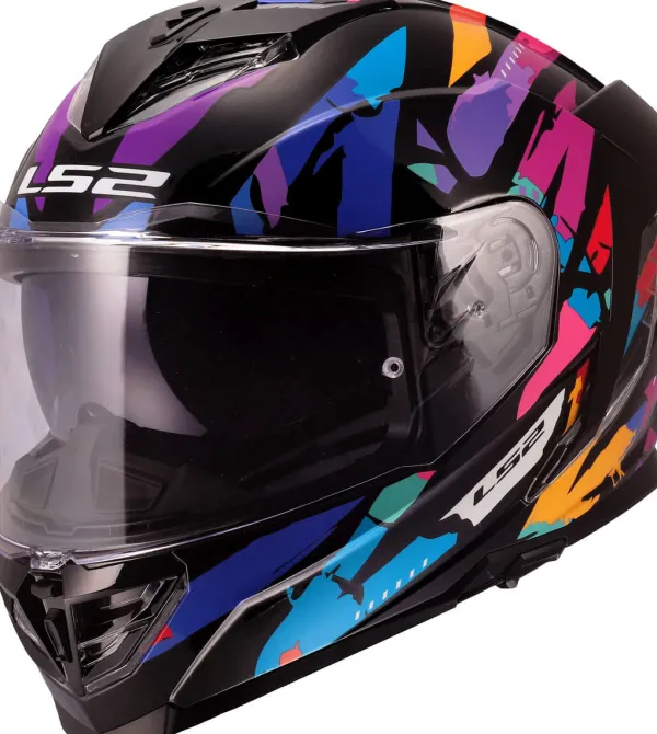 LS2 FF818 Storm III Kaos Black Purple Blue> Integraalhelmen|Race Helmen