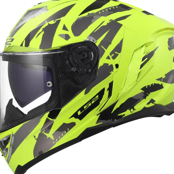 LS2 FF818 Storm III Kaos H-V Yellow> Integraalhelmen|Race Helmen