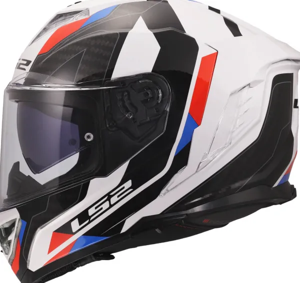LS2 FF818 Storm III Sporty White Blue Red> Integraalhelmen|Race Helmen