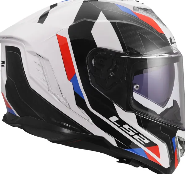 LS2 FF818 Storm III Sporty White Blue Red> Integraalhelmen|Race Helmen