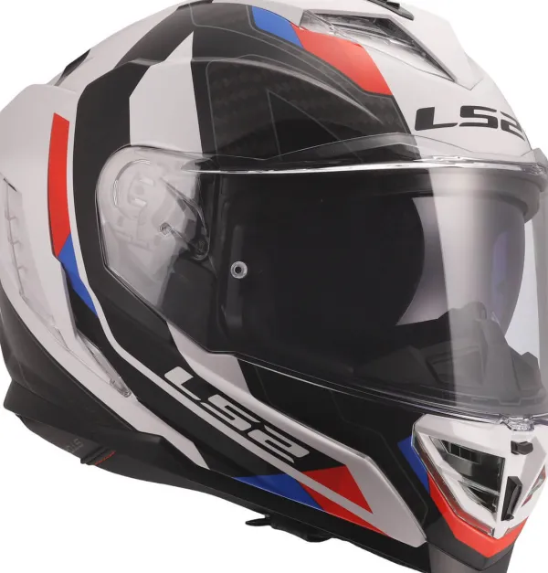 LS2 FF818 Storm III Sporty White Blue Red> Integraalhelmen|Race Helmen