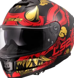 LS2 FF808 Stream II Drako Black Red> Integraalhelmen|Helmen Met Zonnevizier