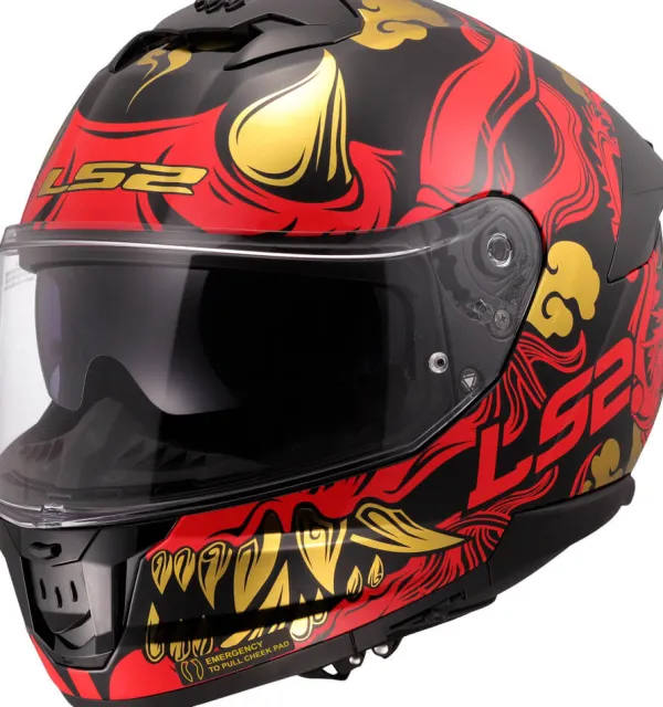 LS2 FF808 Stream II Drako Black Red> Integraalhelmen|Helmen Met Zonnevizier