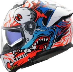 LS2 FF808 Stream II Inferno White Blue> Integraalhelmen|Helmen Met Zonnevizier