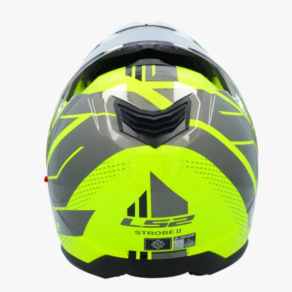 LS2 FF908 Strobe II Code H-Vis Yellow Grey> Systeemhelmen|Helmen Met Zonnevizier