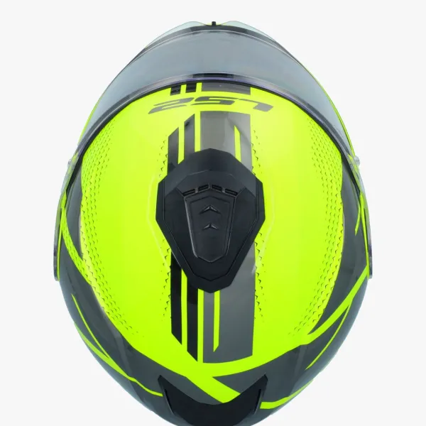 LS2 FF908 Strobe II Code H-Vis Yellow Grey> Systeemhelmen|Helmen Met Zonnevizier