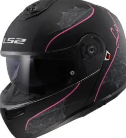 LS2 FF908 Strobe II Lux Mat Black Pink> Systeemhelmen|Helmen Met Zonnevizier