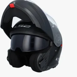 LS2 FF908 Strobe II Matt Black> Systeemhelmen|Helmen Met Zonnevizier