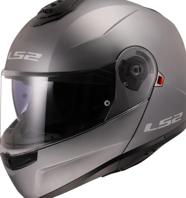 LS2 FF908 Strobe II Matt Titanium> Systeemhelmen|Helmen Met Zonnevizier