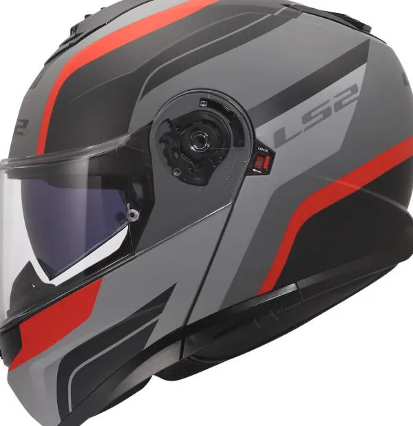 LS2 FF908 Strobe II Monza Black Grey Red-06> Systeemhelmen|Helmen Met Zonnevizier