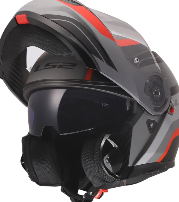 LS2 FF908 Strobe II Monza Black Grey Red-06> Systeemhelmen|Helmen Met Zonnevizier
