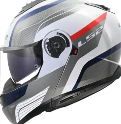 LS2 FF908 Strobe II Monza White Blue Red> Systeemhelmen|Helmen Met Zonnevizier