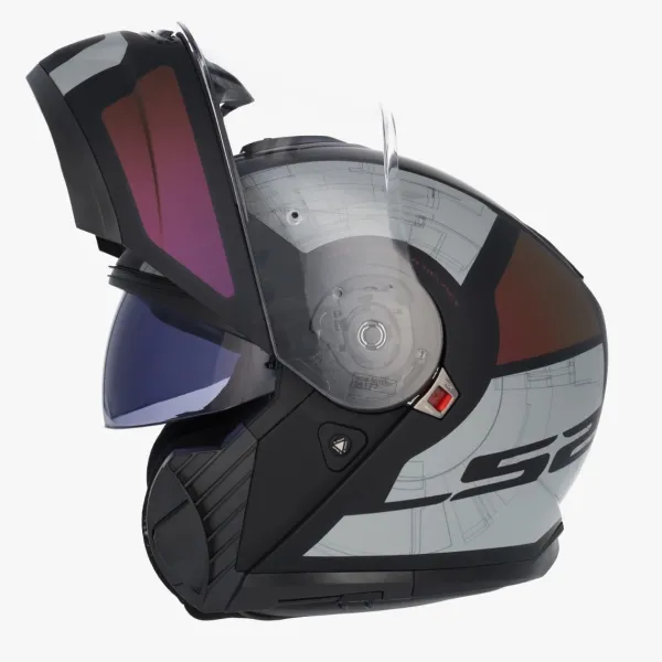 LS2 FF908 Strobe II Orion Mat Black Purple Blue> Systeemhelmen|Helmen Met Zonnevizier