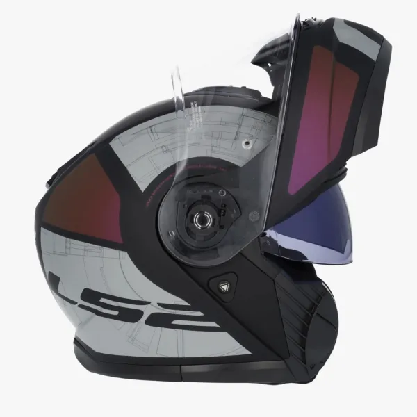 LS2 FF908 Strobe II Orion Mat Black Purple Blue> Systeemhelmen|Helmen Met Zonnevizier
