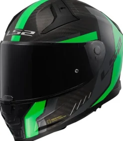 LS2 FF811 Vector II Carbon Grid Matt Fluo Green> Integraalhelmen|Helmen Met Zonnevizier