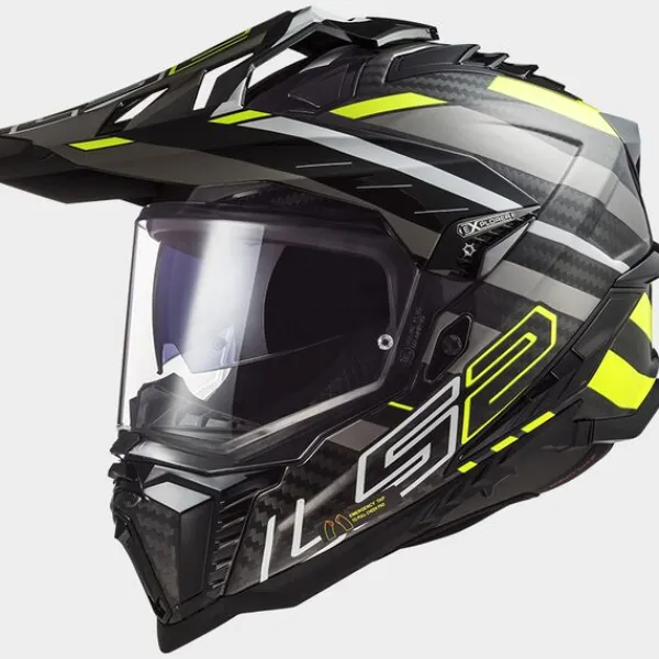 LS2 MX701 Explorer Carbon Edge Gl.Black H-V Yell> Adventure Helmen|Integraalhelmen