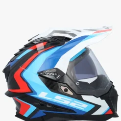 LS2 MX701 Explorer Carbon Frontier II White Blue> Adventure Helmen|Integraalhelmen