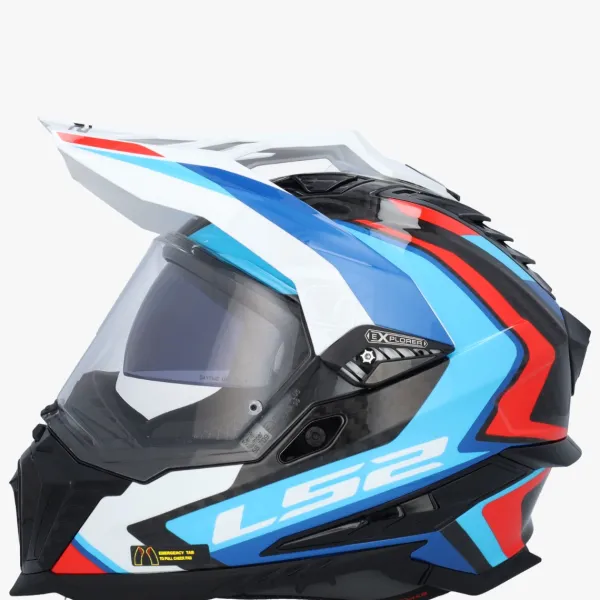 LS2 MX701 Explorer Carbon Frontier II White Blue> Adventure Helmen|Integraalhelmen