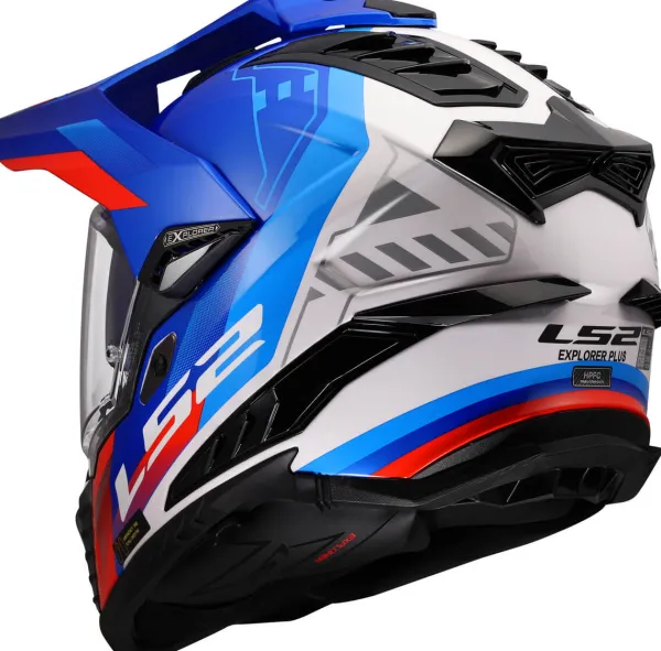 LS2 MX701 Explorer Hexa White Blue Red-06> Adventure Helmen|Helmen Met Zonnevizier