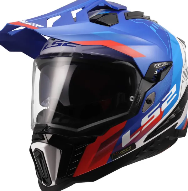 LS2 MX701 Explorer Hexa White Blue Red-06> Adventure Helmen|Helmen Met Zonnevizier