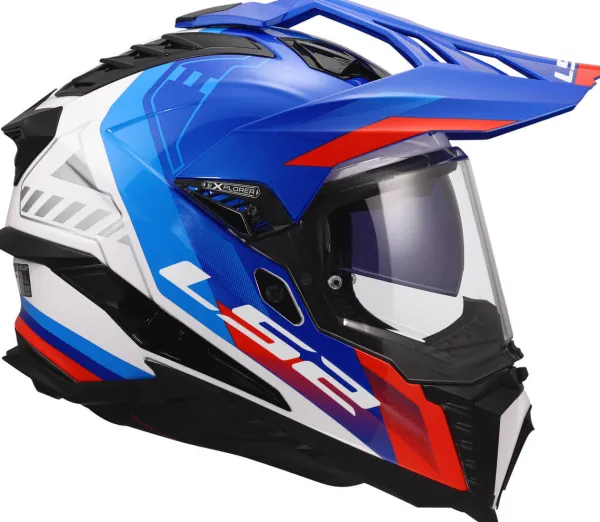 LS2 MX701 Explorer Hexa White Blue Red-06> Adventure Helmen|Helmen Met Zonnevizier