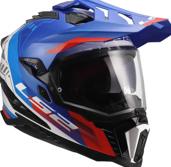 LS2 MX701 Explorer Hexa White Blue Red-06> Adventure Helmen|Helmen Met Zonnevizier