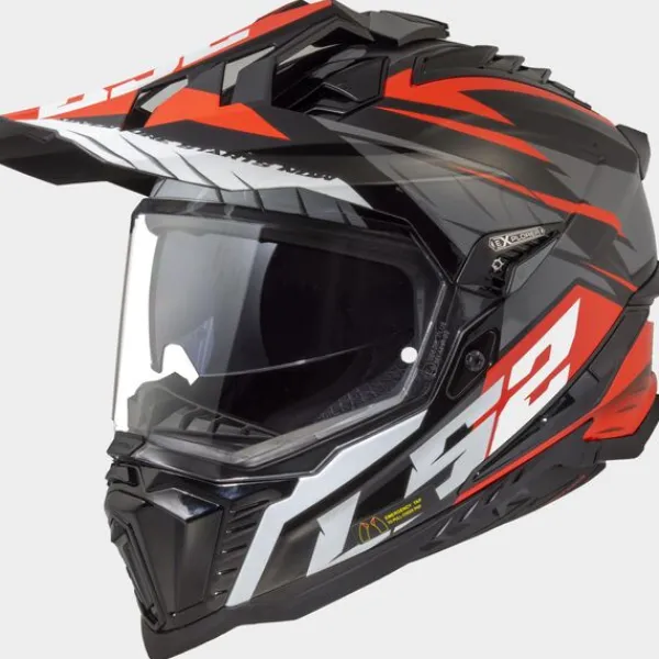 LS2 MX701 Explorer Spire Black Titanium Red> Adventure Helmen|Integraalhelmen