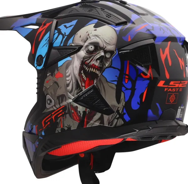 LS2 MX708 Fast II Zombie Ii Black Red Blue-06> Adventure Helmen|Crosshelmen