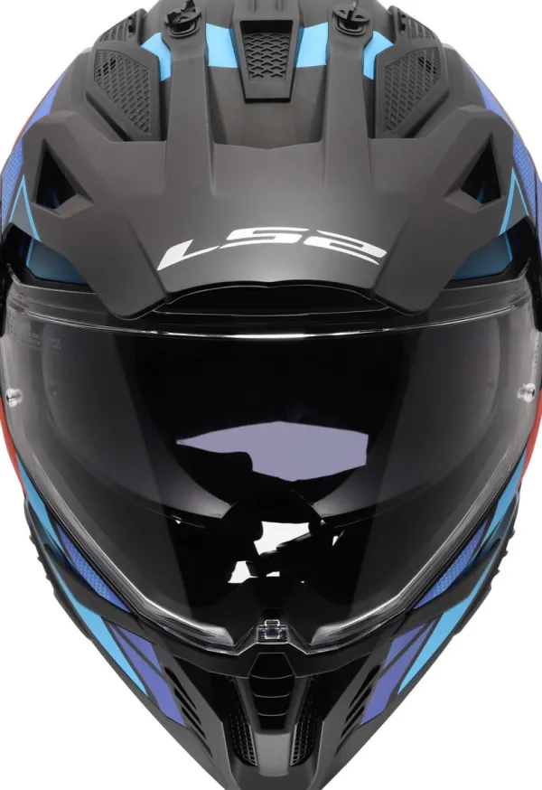 LS2 MX702 Pioneer II Block Black Red Blue-06> Adventure Helmen|Helmen Met Zonnevizier