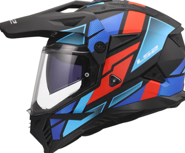LS2 MX702 Pioneer II Block Black Red Blue-06> Adventure Helmen|Helmen Met Zonnevizier