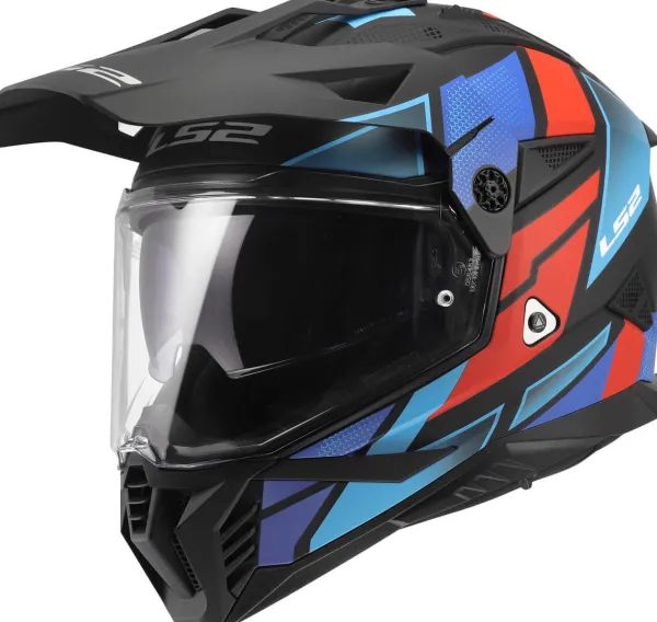 LS2 MX702 Pioneer II Block Black Red Blue-06> Adventure Helmen|Helmen Met Zonnevizier