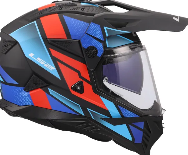 LS2 MX702 Pioneer II Block Black Red Blue-06> Adventure Helmen|Helmen Met Zonnevizier